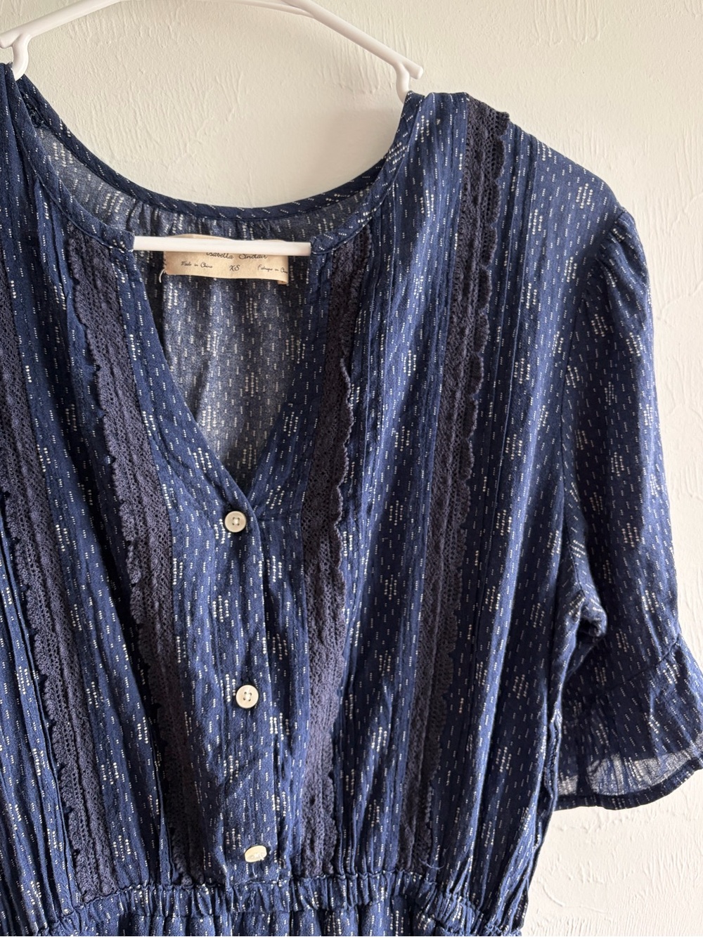 Anthropologie Isabella Sinclair Navy Button-Front Tiered Dress - Picture 2 of 6